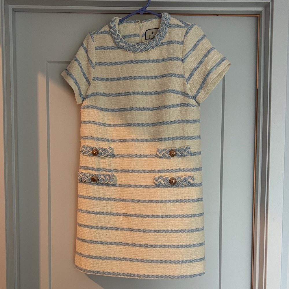 Tuckernuck Boucle blue and white striped dress